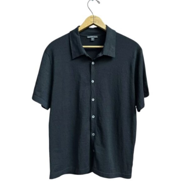 James Perse black button down short sleeve shirt size 0 - Picture 2 of 7